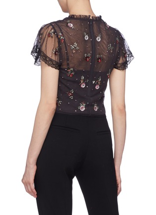 Back View - Click To Enlarge - NEEDLE & THREAD - 'Halley' floral embellished tulle top