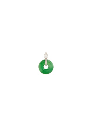 Main View - Click To Enlarge - SAMUEL KUNG - Diamond jade 18k white gold hoop pendant