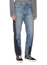 Front View - Click To Enlarge - 424 - Colourblock canvas panel patchwork jeans