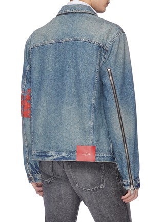 Back View - Click To Enlarge - 424 - Abstract graphic slogan print washed denim trucker jacket