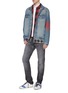 Figure View - Click To Enlarge - 424 - Abstract graphic slogan print washed denim trucker jacket