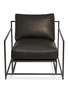 Main View - Click To Enlarge - STEPHEN KENN STUDIO - Smoke leather & blackened steel armchair