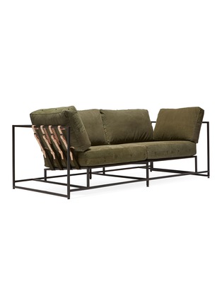  - STEPHEN KENN STUDIO - Military canvas & blackened steel two seat sofa