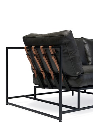 Detail View - Click To Enlarge - STEPHEN KENN STUDIO - Smoke leather & blackened steel two seat sofa