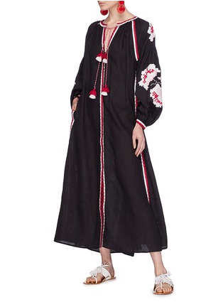Figure View - Click To Enlarge - MARCH11 - 'Rose Power' belted floral embroidered maxi dress