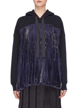 Main View - Click To Enlarge - 73182 - 'Foncy' pleated charmeuse panel hoodie