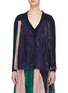 Main View - Click To Enlarge - 73182 - Colourblock pleated charmeuse panel cardigan