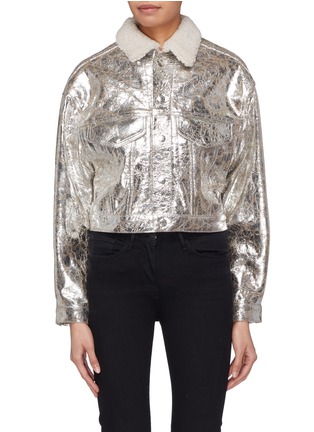 Main View - Click To Enlarge - SIMON MILLER - 'Morgo' cropped metallic crackle leather jacket