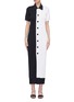Main View - Click To Enlarge - SIMON MILLER - 'Laurin' button front colourblock rib knit polo dress