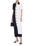 Figure View - Click To Enlarge - SIMON MILLER - 'Laurin' button front colourblock rib knit polo dress