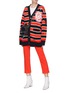 Figure View - Click To Enlarge - OPENING CEREMONY - Logo chenille patch stripe oversized varsity cardigan