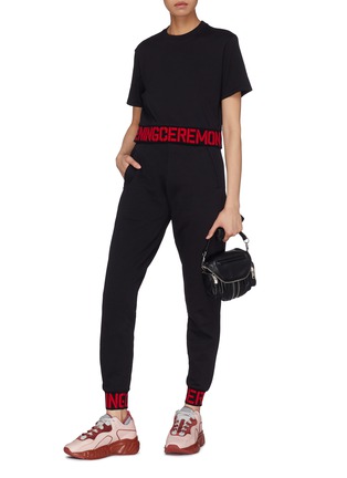 Figure View - Click To Enlarge - OPENING CEREMONY - Logo jacquard hem cropped T-shirt