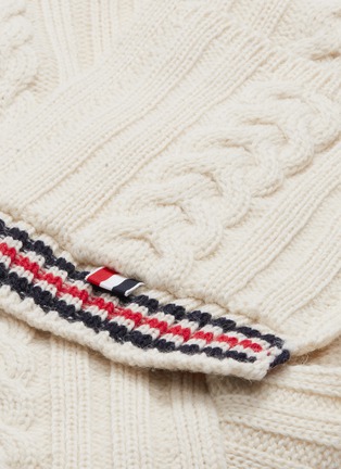 Detail View - Click To Enlarge - THOM BROWNE  - 'Aran' stripe pocket cable knit scarf