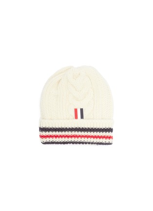 Main View - Click To Enlarge - THOM BROWNE  - 'Aran' stripe wool cable knit beanie
