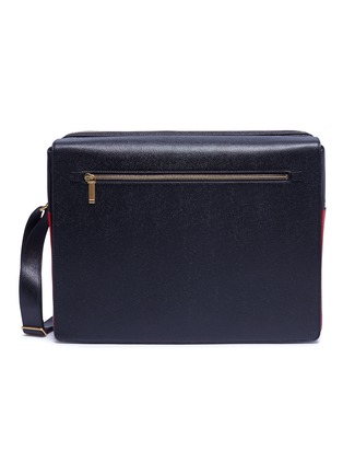 Main View - Click To Enlarge - THOM BROWNE  - Stripe gusset pebble grain leather messenger bag