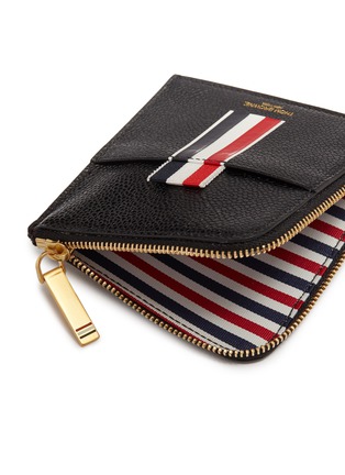 Detail View - Click To Enlarge - THOM BROWNE  - Stripe pebble grain leather zip wallet