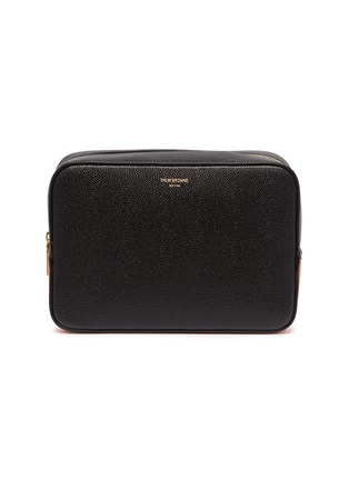 Main View - Click To Enlarge - THOM BROWNE  - Stripe panel leather wash bag