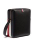 Figure View - Click To Enlarge - THOM BROWNE  - Stripe panel leather camera bag