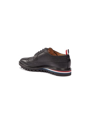 Detail View - Click To Enlarge - THOM BROWNE  - Longwing brogue pebble grain leather Derbies