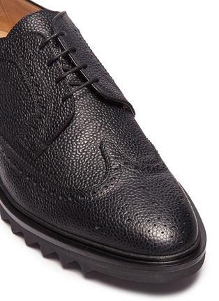 Detail View - Click To Enlarge - THOM BROWNE  - Longwing brogue pebble grain leather Derbies
