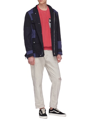 Figure View - Click To Enlarge - 10720 - Colourblock patchwork twill coach jacket