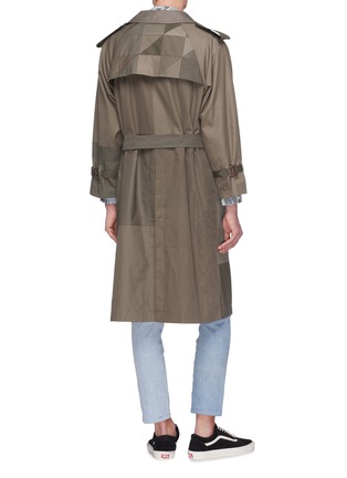 Back View - Click To Enlarge - 10720 - Belted patchwork twill trench coat