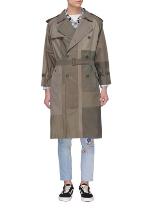 Main View - Click To Enlarge - 10720 - Belted patchwork twill trench coat