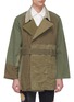 Main View - Click To Enlarge - 10720 - Belted colourblock patchwork peacoat
