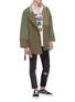 Figure View - Click To Enlarge - 10720 - Belted colourblock patchwork peacoat