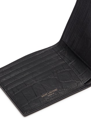 Detail View - Click To Enlarge - SAINT LAURENT - Croc embossed leather bifold wallet