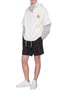 Figure View - Click To Enlarge - FENG CHEN WANG - Layered stripe sleeve hoodie