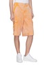 Front View - Click To Enlarge - FENG CHEN WANG - Washed denim cargo shorts