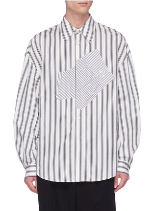 Main View - Click To Enlarge - FENG CHEN WANG - Patchwork stripe shirt