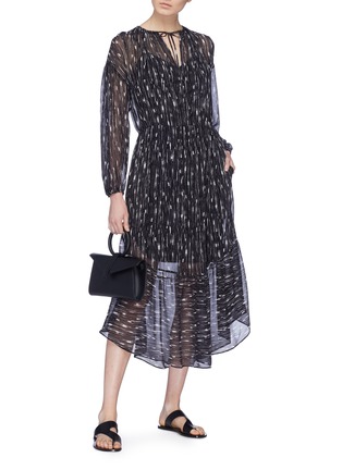 Figure View - Click To Enlarge - VINCE - Brushstroke print silk crepe dress
