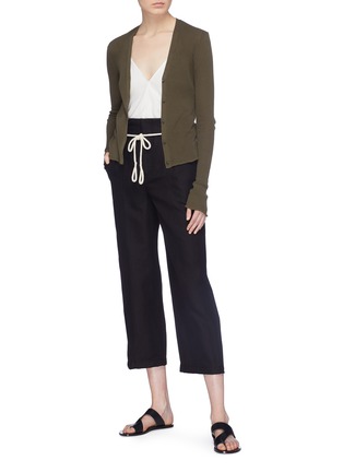 Figure View - Click To Enlarge - VINCE - Rope belt cropped wide leg pants