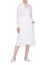 Figure View - Click To Enlarge - VINCE - Gathered waist crinkled chiffon panel crepe dress