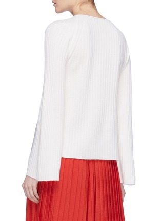 Back View - Click To Enlarge - VINCE - Cutout shoulder cashmere rib knit sweater