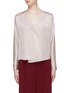 Main View - Click To Enlarge - VINCE - Drape panel silk satin mock wrap blouse