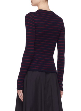 Back View - Click To Enlarge - VINCE - Lettuce edge stripe cashmere rib knit sweater