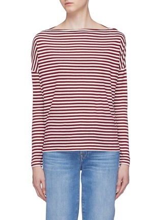 Main View - Click To Enlarge - VINCE - Boat neck stripe silk blend top