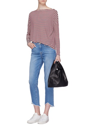 Figure View - Click To Enlarge - VINCE - Boat neck stripe silk blend top