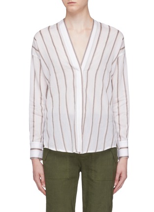 Main View - Click To Enlarge - VINCE - Concealed placket stripe blouse