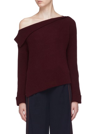 Main View - Click To Enlarge - VINCE - Foldover panel one-shoulder cashmere sweater
