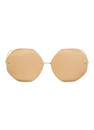 Main View - Click To Enlarge - LINDA FARROW - Mirror oversized angular frame metal sunglasses