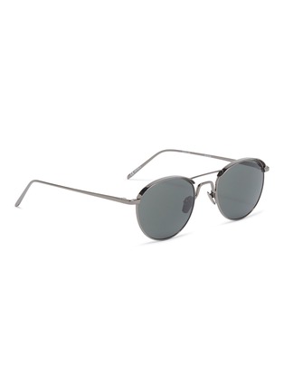 Figure View - Click To Enlarge - LINDA FARROW - Metal oval aviator sunglasses