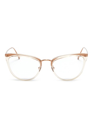 Main View - Click To Enlarge - LINDA FARROW - Acetate front metal cat eye optical glasses