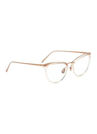 Figure View - Click To Enlarge - LINDA FARROW - Acetate front metal cat eye optical glasses