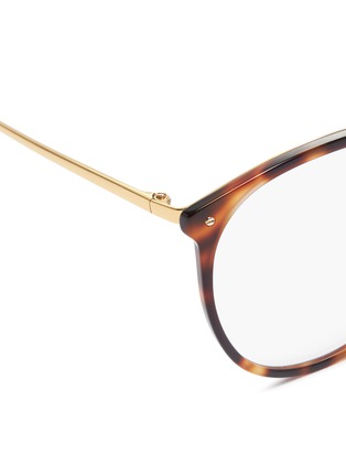Detail View - Click To Enlarge - LINDA FARROW - Tortoiseshell acetate front metal oversized round optical glasses