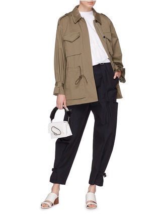Figure View - Click To Enlarge - 3.1 PHILLIP LIM - Mixed knit back drawstring twill parka