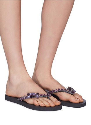 Figure View - Click To Enlarge - UZURII - 'Lily' crystal embellished thong sandals